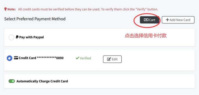 InterServer美国VPS购买教程-账单使用信用卡付款