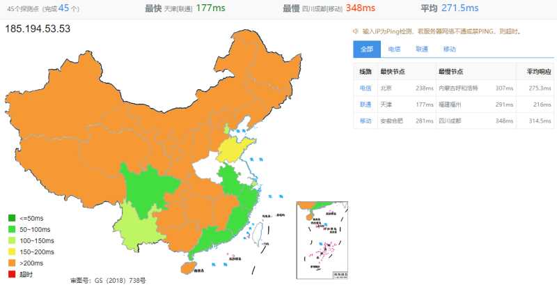 V.PS爱沙尼亚VPS测评 - 全国三网Ping延迟测试