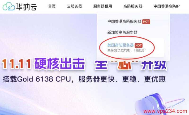 华纳云美国高防服务器购买教程-首页入口