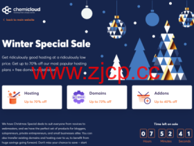 ChemiCloud:冬季促销,虚拟主机$2.99/月起,经销商主机享受70% 折扣,$2.99/月起,Cloud VPS首月50%折扣