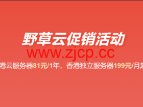 野草云:香港独立服务器199元/月起,香港VPS年付81元起,可选优质/精品BGP线路