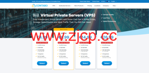 Contabo：美国、德国、新加坡等机房可选，4核8G高性价比VPS，200M-1Gbps不限流量，月付6.99美元起插图
