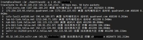 在linux vps中使用Best Trace路由追踪测试使用方法插图1