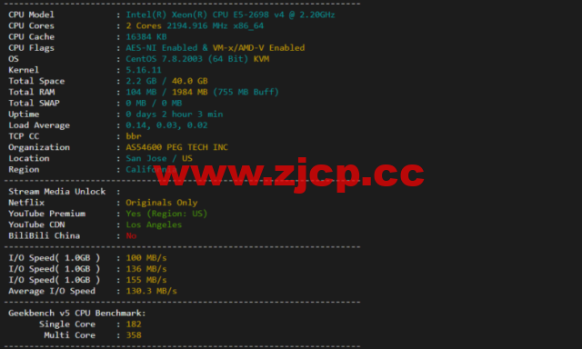raksmart：圣何塞云服务器，CN2网络，流媒体等简单测评插图1