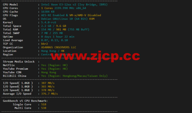 VmShell：香港cmi vps，原生IP，1核/384M内存/8G SSD/220G流量/500M带宽，首月仅需要3刀，3日內無條件退款，简单测评插图1
