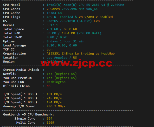 10gbiz：洛杉矶CU2 VIP云服务器（CU2 VIP）线路，简单测评插图1
