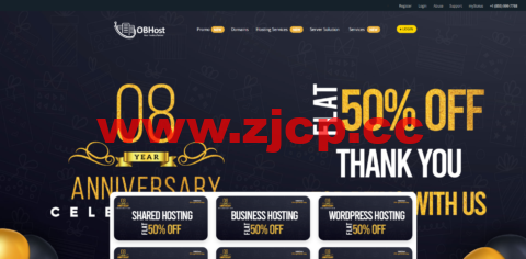 #八周年促销#OBHos：全场五折，SSL证书$2.55/年，linux vps $3.6/月起，站群vps/游戏服务器，$15/月起，可选新加坡/美国/巴基斯坦/法国/加拿大机房插图