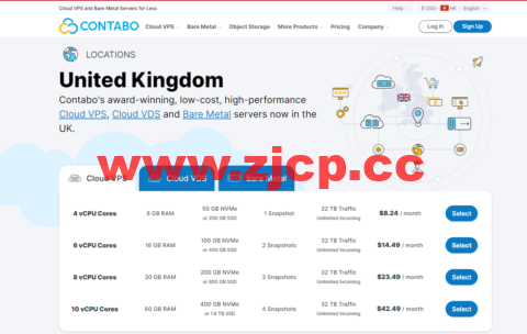contabo：英国机房上线，免安装费，4核/8G内存/200G SSD硬盘/32T流量/200Mbps带宽，年付€66.89起插图