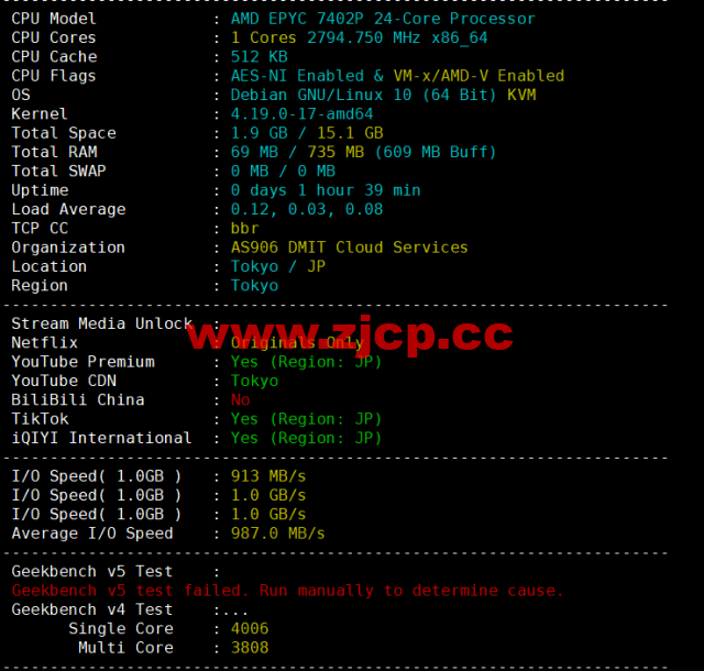 DMIT：日本CN2 GIA VPS，Premium系列，月付$19.9，原生IP，解锁tiktok、Netflix等流媒体，简单测评插图1