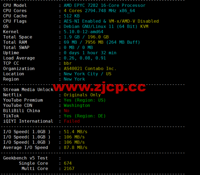 Contabo：美国vps，东部“纽约”机房，原生ip，4核/8G/200G SSD或50 GB NVMe/200Mbps带宽起，月付€6.99，解锁tiktok等流媒体，简单测评插图1