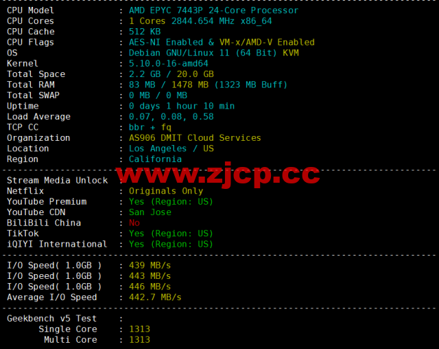 DMIT：圣何塞VPS，as4837线路，$6.9/月起，解锁美区tiktok，简单测评，告诉你机器配置，线路怎么样插图1