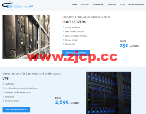 XSServer：荷兰vps，1核/2GB内存/20GB SSD硬盘/不限流量/100Mbps带宽，€2.69/月起插图