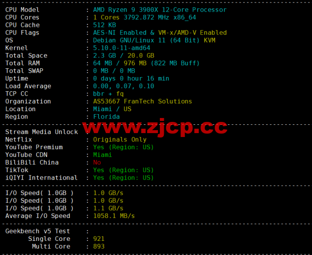 BuyVM：迈阿密机房，AMD Ryzen和NVME存储高性能VPS，1Gbps不限流量，$3.50/月起，原生ip解锁美区tiktok，简单测评插图1