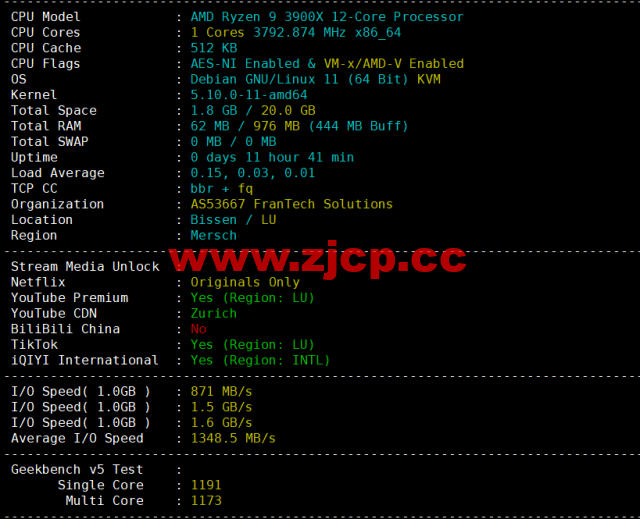 BuyVM：卢森堡机房，AMD Ryzen和NVME存储高性能VPS，1Gbps不限流量，$3.50/月起，原生ip解锁美区tiktok，简单测评插图1
