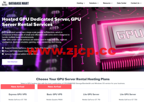 Database Mart：美国全新GPU VPS上线，GT 730/Quadro P600等型号，折扣促销，$21/月起插图
