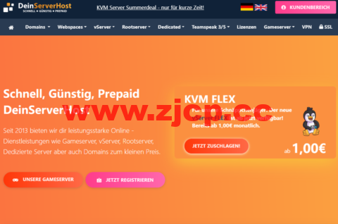 DeinServerHost：德国VPS，1核@AMD Ryzen 5000/2GB内存/25GB NVMe/1Gbps@4TB流量，月付€2.35起插图