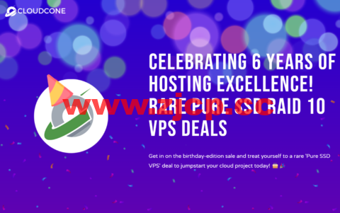 CloudCone：六周年促销，洛杉矶机房vps，1核/1GB/30G SSD/1TB/，$21.21/年起插图