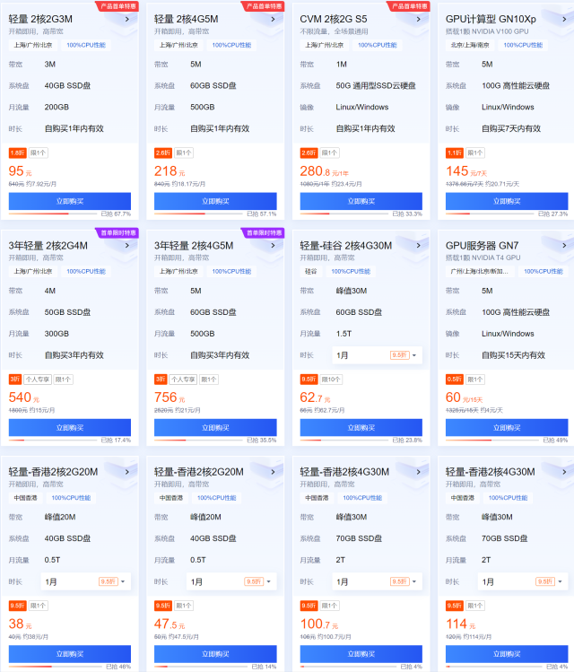 #金秋上云季#腾讯云：轻量服务器2核2G3M云服务器7.92元/月起，年付95元起，2000元代金券免费领插图1