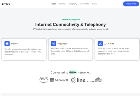 27Fibre：英国vps，1核/2GB内存/15GB NVMe/不限流量/10Gbps端口，£2.5/月插图