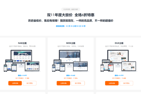 #11.11#Themebetter：年度大放价，全场6折特惠，DUX主题折后480元，不限制域名授权数目插图