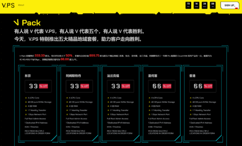 #11.11# V.PS：VPACK套餐，€333/5台首年，续费单台€66/年，可选香港/东京/圣何塞/法兰克福/阿姆斯特机房插图