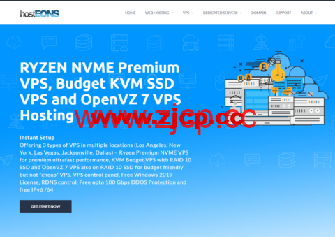 Hosteons：盐湖城vps，AMD Ryzen 1核/1GB/20G NVMe/4TB@10Gbps，$3/月插图