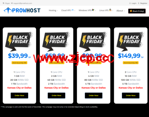 #Black Friday 2024#ProwHost：美国堪萨斯机房vps，1核/1GB内存/20G NVMe/1TB流量/1Gbps带宽，$39.9/年插图