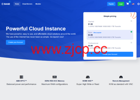 BageVM：盐湖城vps，AMD Ryzen9 9950X@1核/1GB/10GB/4TB@1Gbps带宽，$2/月插图