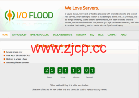 IOFLOOD：凤凰城独服，2*E5-2680v2/64GB/1.6TB SSD/100TB@1Gbps带宽，$54/月插图