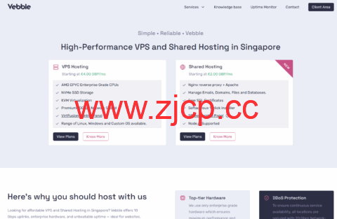 Vebble：新加坡VPS五折，AMD EPYC+NVMe，10Gbps带宽国际线路，£4/月起插图