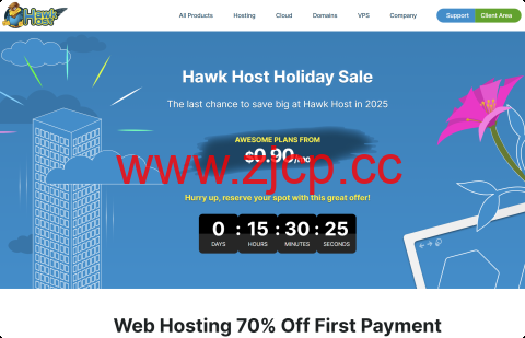#年终促销#HawkHost：全场虚拟主机低至3折，$0.9/月起，云服务器8折，$4/月起插图