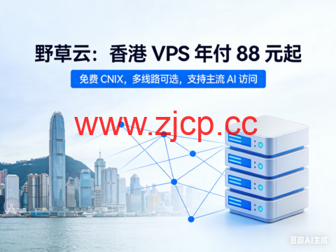 野草云：香港 VPS 年付 88 元起，免费 CNIX，多线路可选，支持主流 AI 访问插图